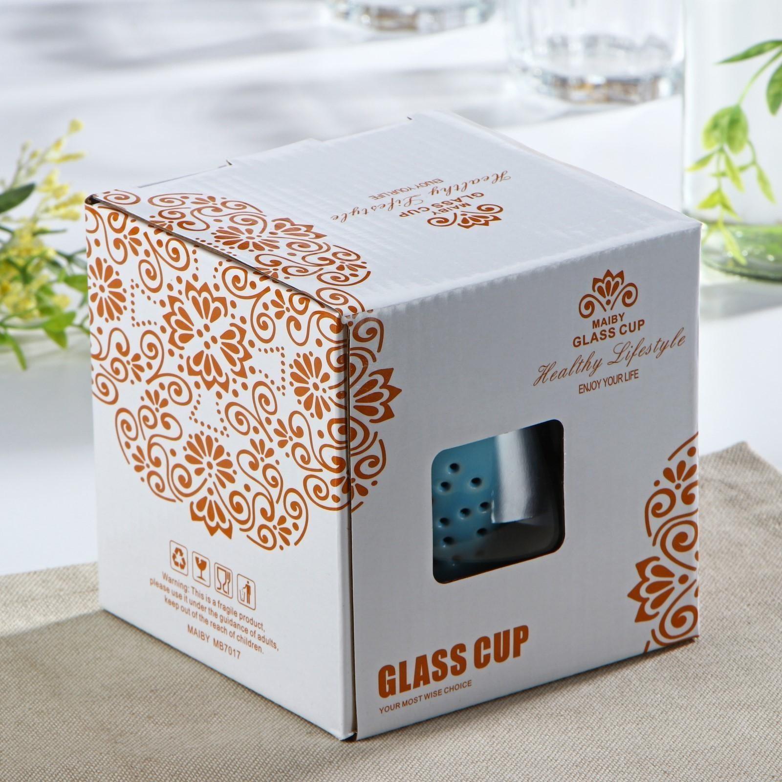 Кружка стеклянная с ситом «Нежность», 300 мл, 12×9,5×10 см, цвет МИКС