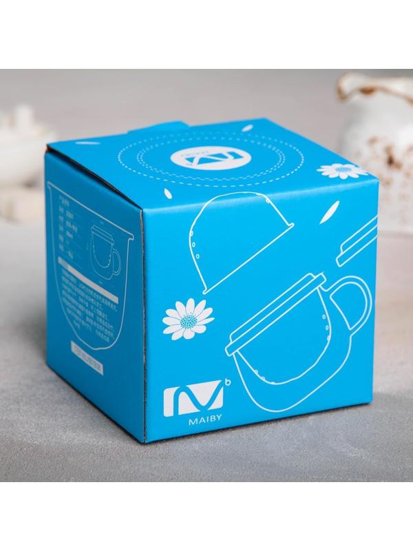 Кружка стеклянная с ситом «Нежность», 300 мл, 12×9,5×10 см, цвет МИКС