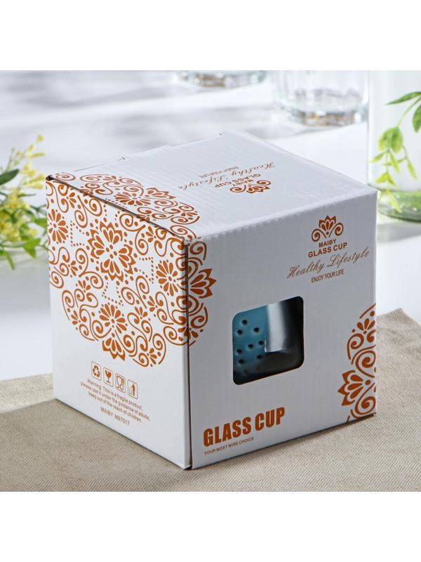 Кружка стеклянная с ситом «Нежность», 300 мл, 12×9,5×10 см, цвет МИКС