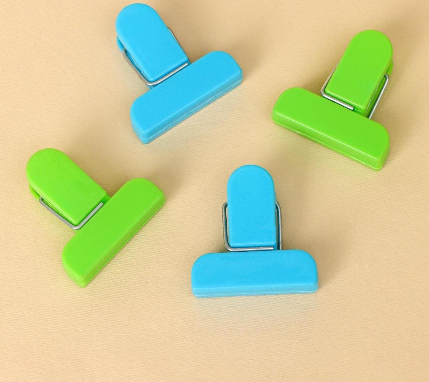 Набор зажимов для пакетов, 4×1,7 см, 4 шт, цвет МИКС