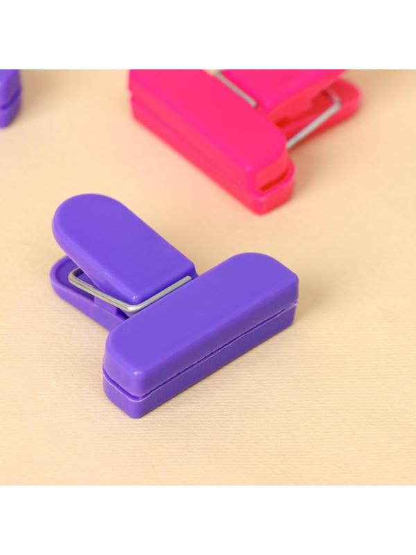 Набор зажимов для пакетов, 4×1,7 см, 4 шт, цвет МИКС