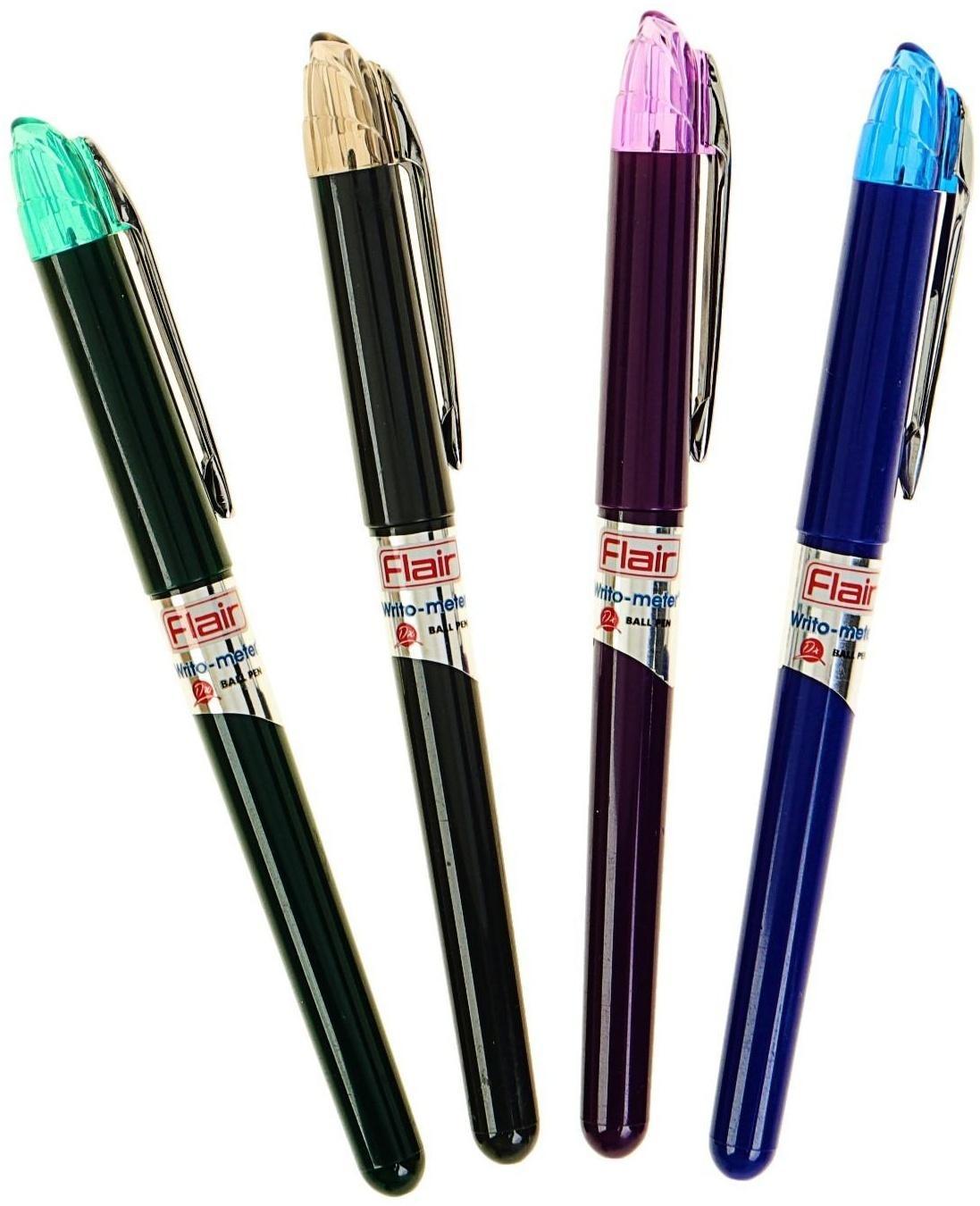 Ручка шариковая Flair Writo-Meter DX узел-игла 0.6, (пишет 10 км), шкала на стержне, синий