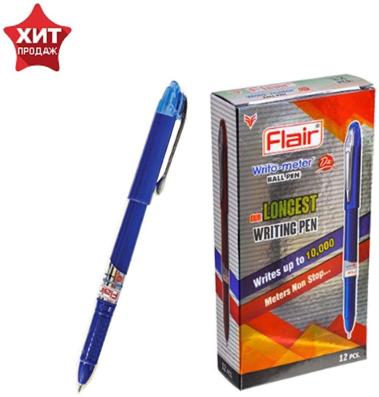 Ручка шариковая Flair Writo-Meter DX узел-игла 0.6, (пишет 10 км), шкала на стержне, синий