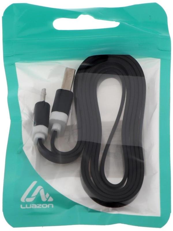 Кабель LuazON, microUSB - USB, 1 А, 1 м, плоский, чёрный