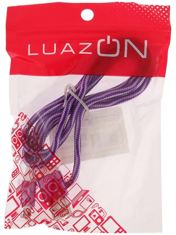 Кабель LuazON, microUSB - USB, 1 А, 1 м, оплётка нейлон, бело-фиолетовый