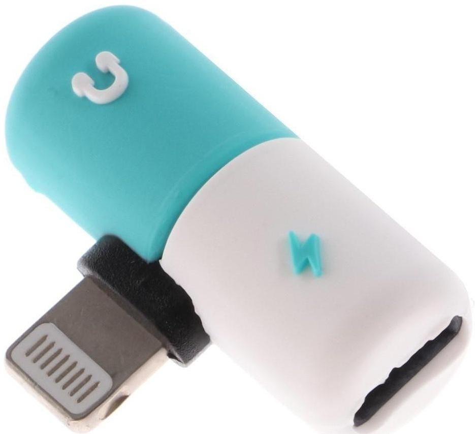 Переходник LuazON, с Lightning на 2xLightning, резиновый, МИКС