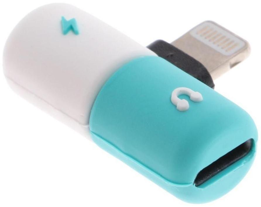 Переходник LuazON, с Lightning на 2xLightning, резиновый, МИКС