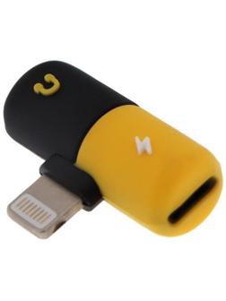 Переходник LuazON, с Lightning на 2xLightning, резиновый, МИКС