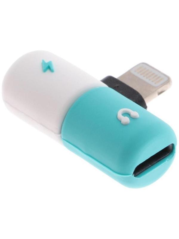 Переходник LuazON, с Lightning на 2xLightning, резиновый, МИКС