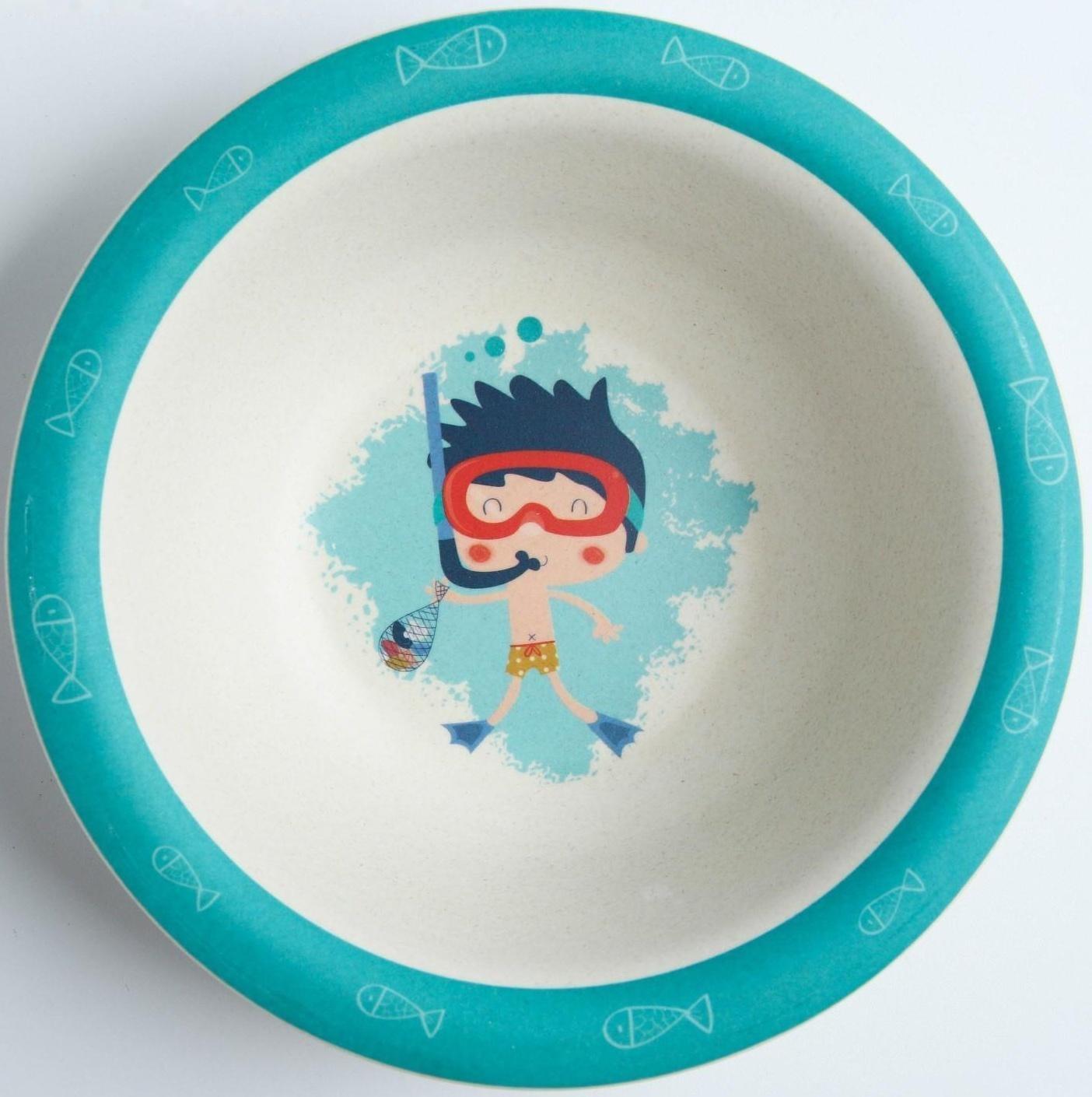 Миска детская из бамбука, цвет МИКС, 330 мл, 15,5х15,5х4,5, виды МИКС