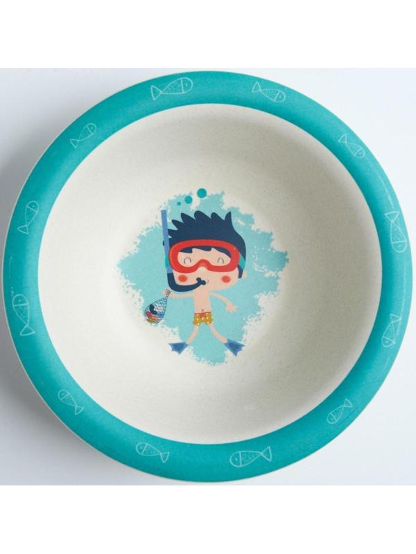 Миска детская из бамбука, цвет МИКС, 330 мл, 15,5х15,5х4,5, виды МИКС