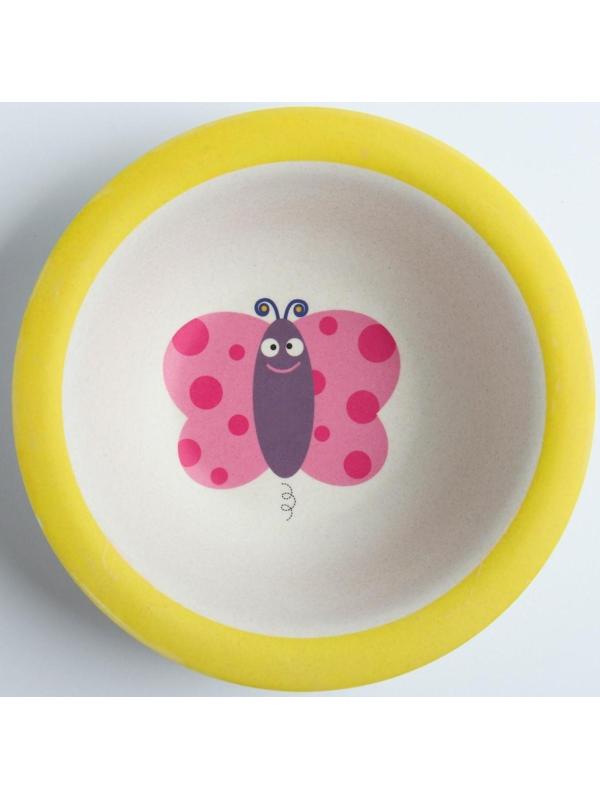 Миска детская из бамбука, цвет МИКС, 330 мл, 15,5х15,5х4,5, виды МИКС