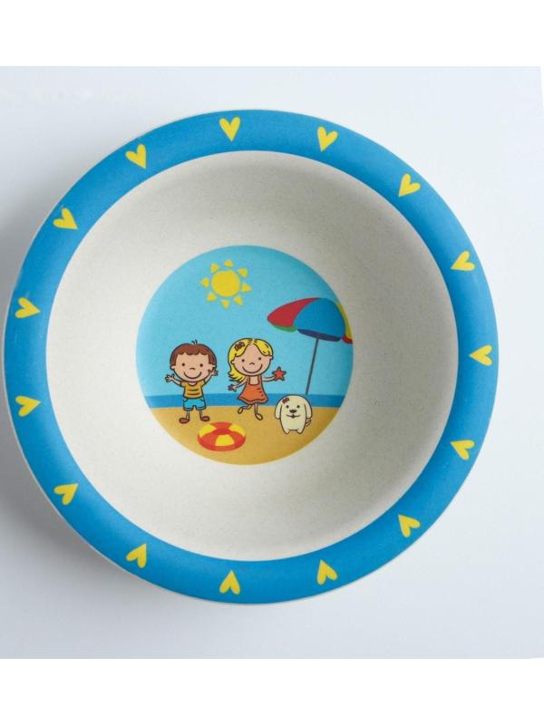 Миска детская из бамбука, цвет МИКС, 330 мл, 15,5х15,5х4,5, виды МИКС