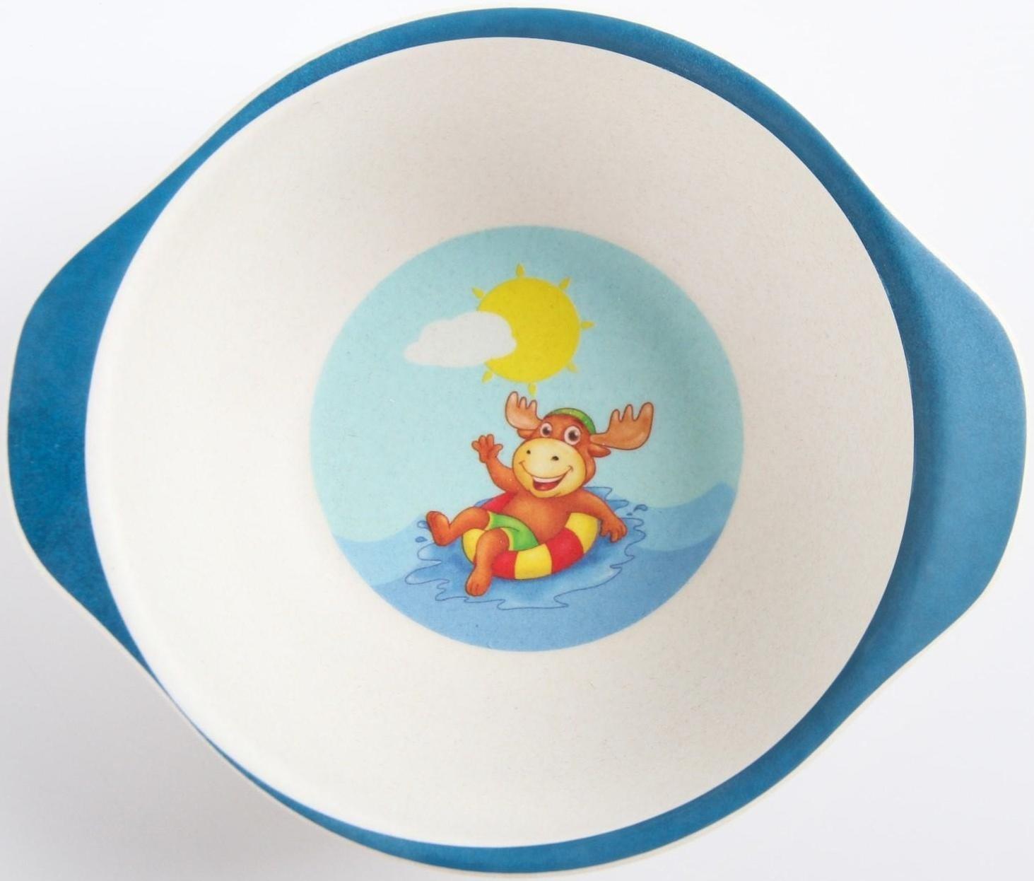 Миска детская из бамбука, цвет МИКС, 230 мл, 13,5х11,5х4,5