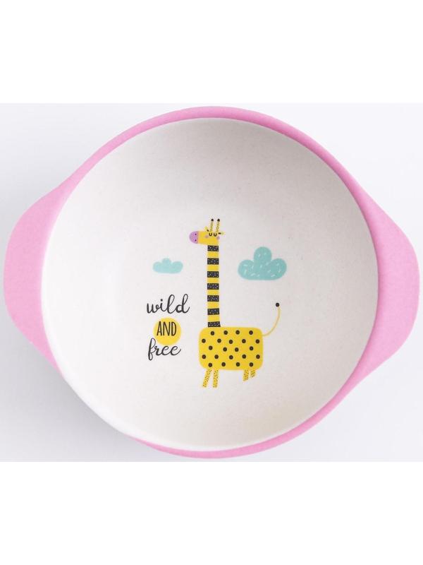 Миска детская из бамбука, цвет МИКС, 230 мл, 13,5х11,5х4,5