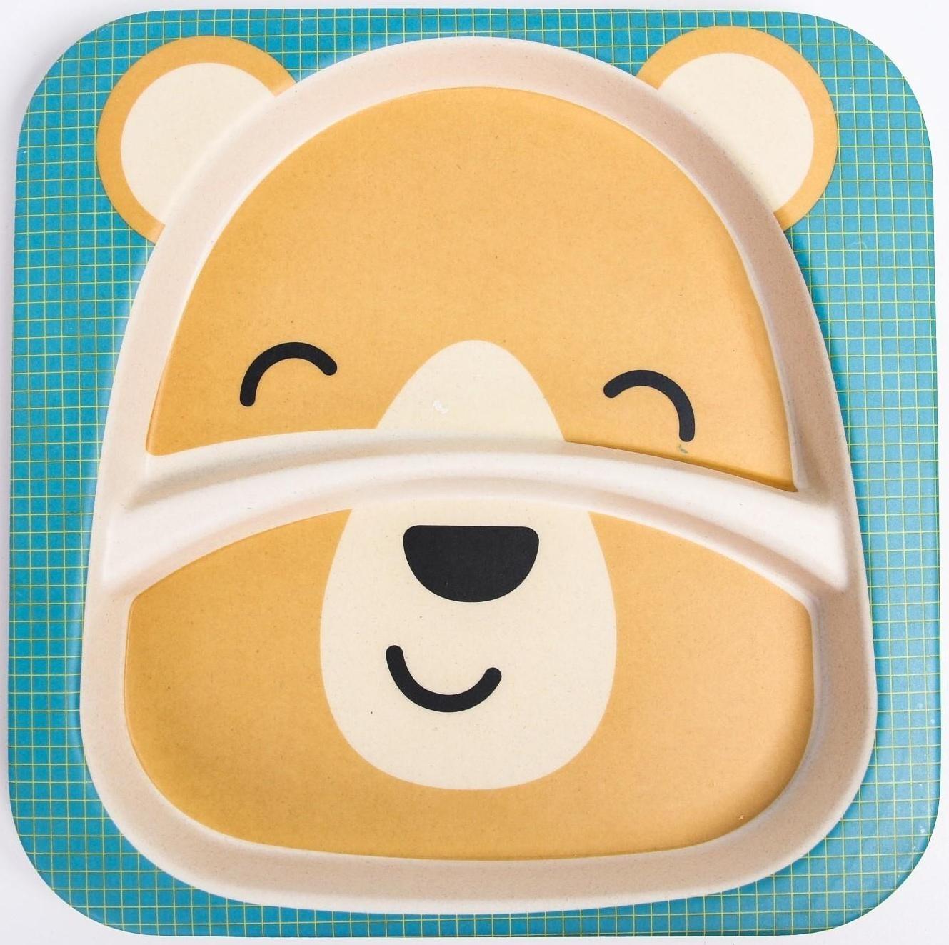 Тарелка детская 2-х секционная из бамбука, цвет МИКС