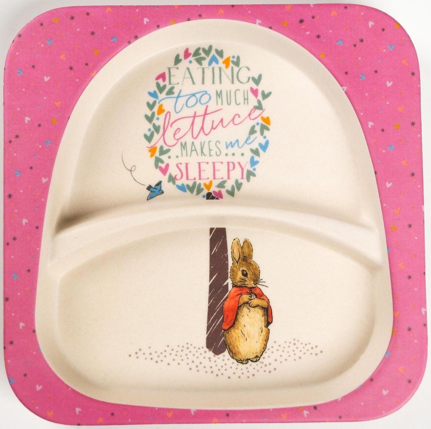 Тарелка детская 2-х секционная из бамбука, цвет МИКС