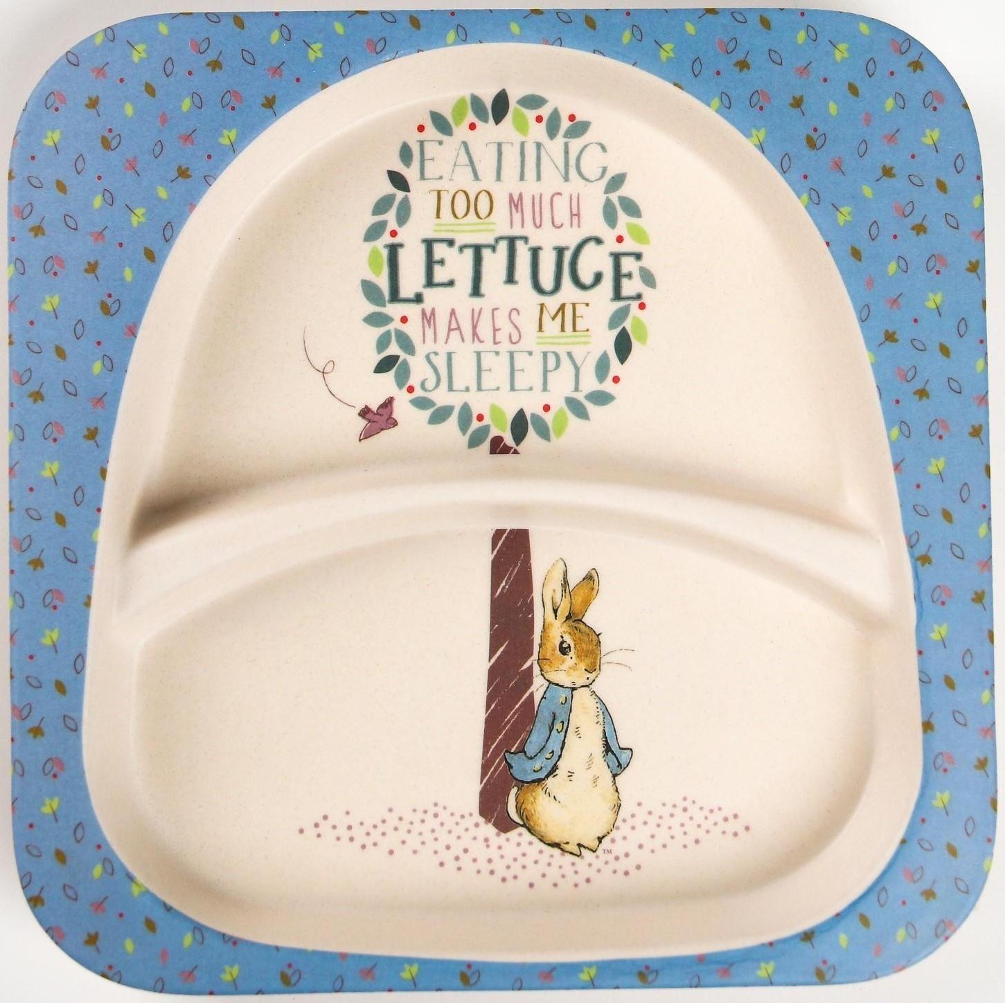 Тарелка детская 2-х секционная из бамбука, цвет МИКС