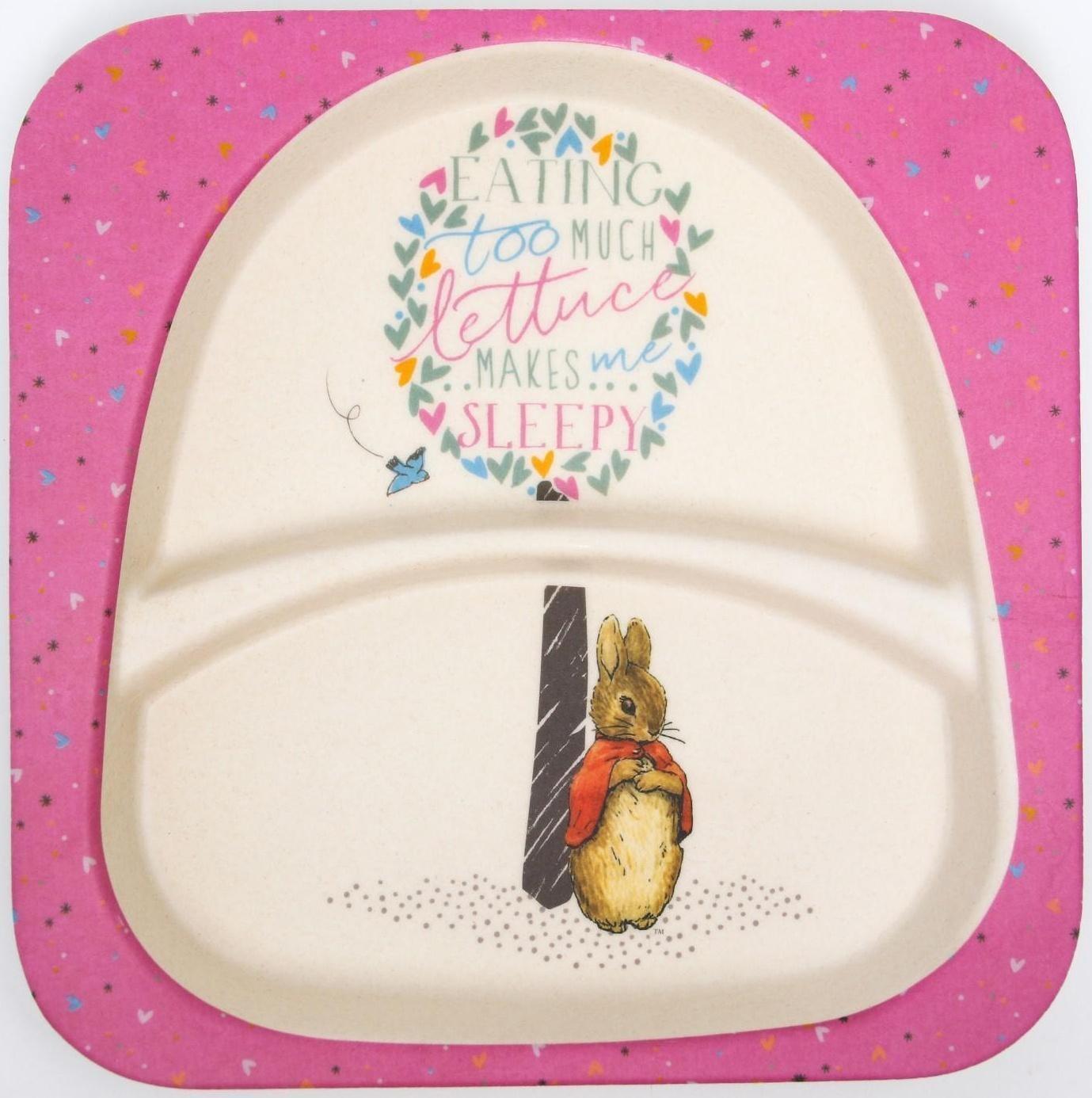 Тарелка детская 2-х секционная из бамбука, цвет МИКС