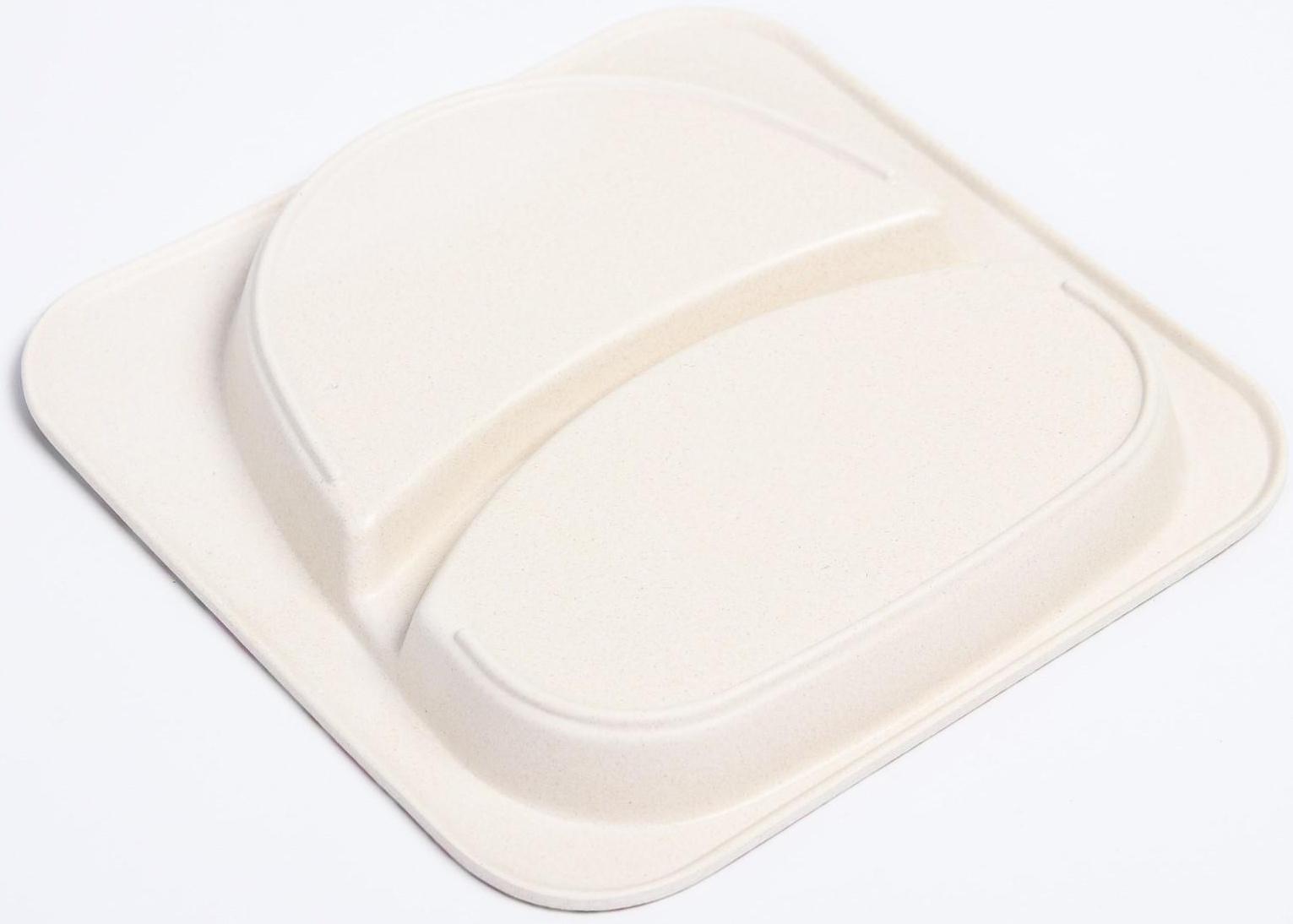 Тарелка детская 2-х секционная из бамбука, цвет МИКС