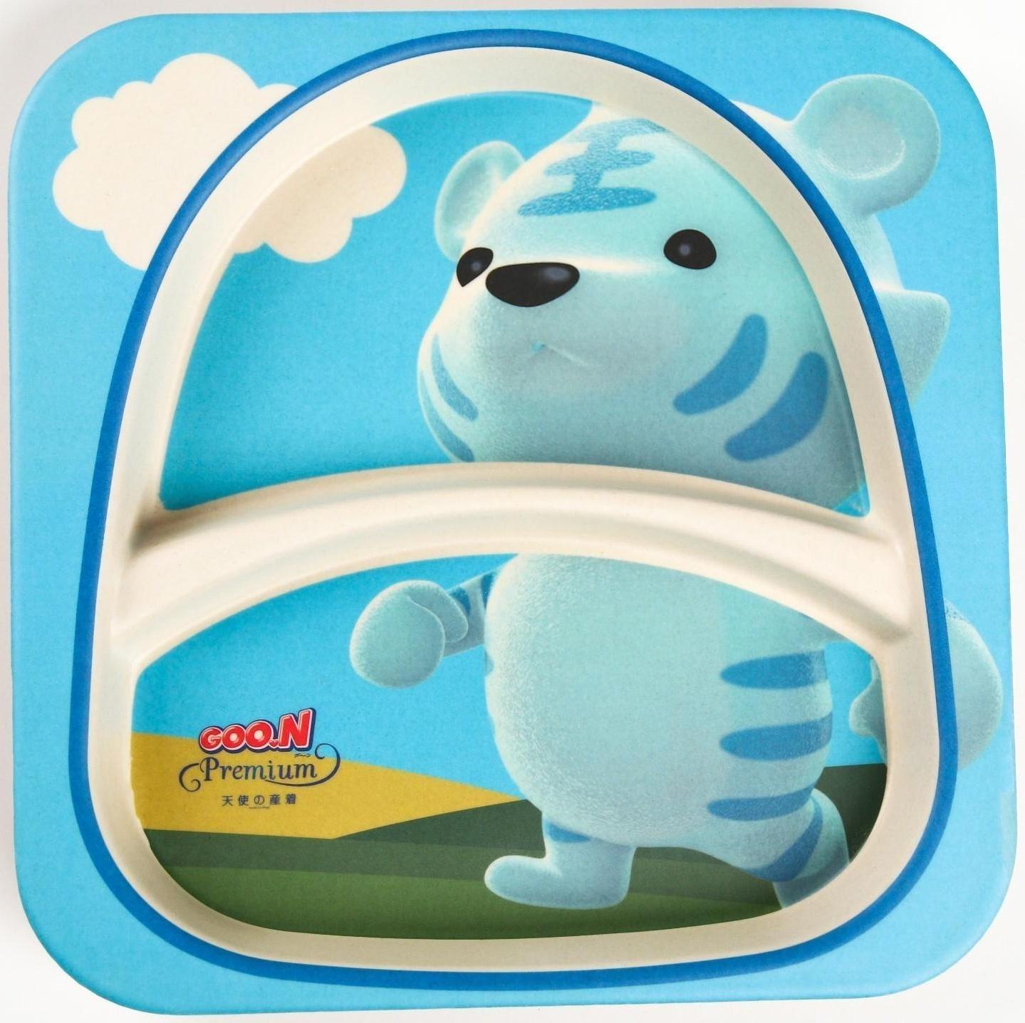 Тарелка детская 2-х секционная из бамбука, цвет МИКС