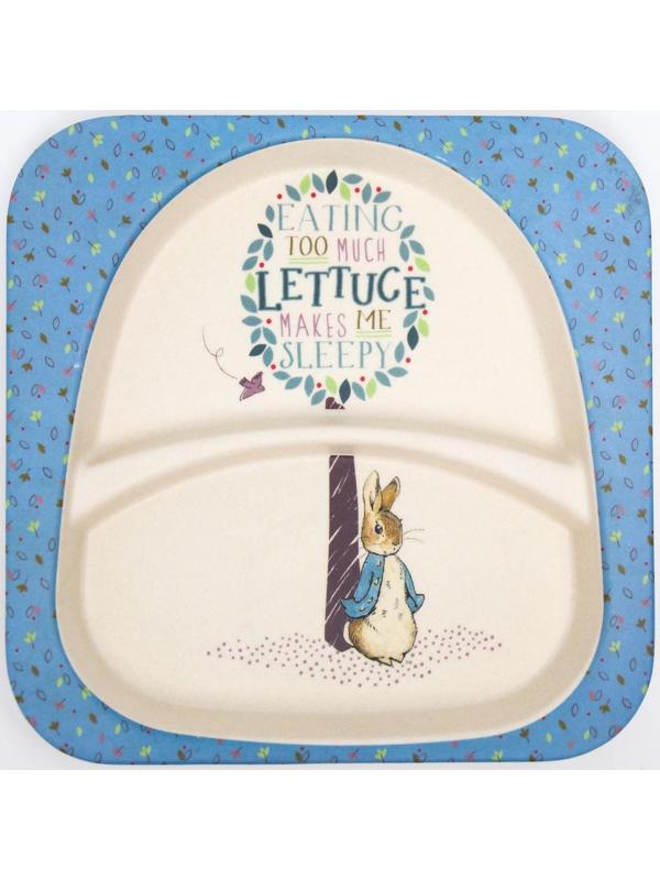 Тарелка детская 2-х секционная из бамбука, цвет МИКС