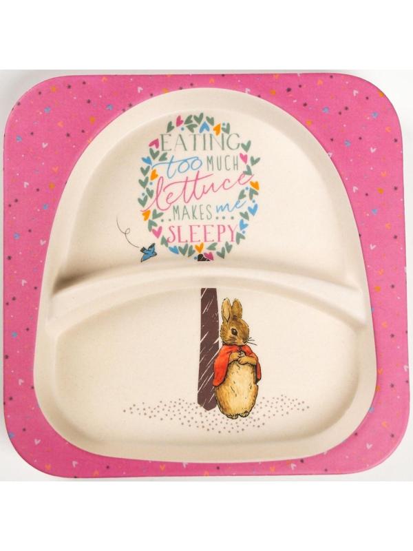 Тарелка детская 2-х секционная из бамбука, цвет МИКС