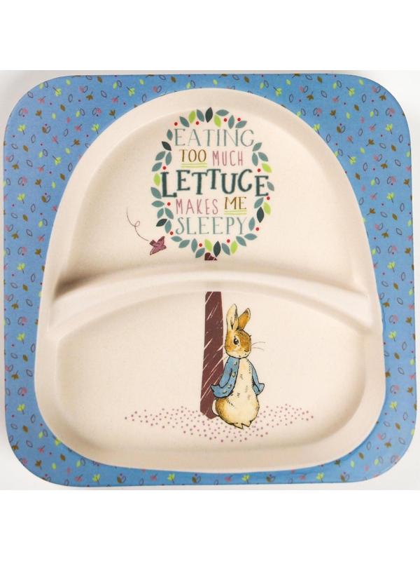 Тарелка детская 2-х секционная из бамбука, цвет МИКС