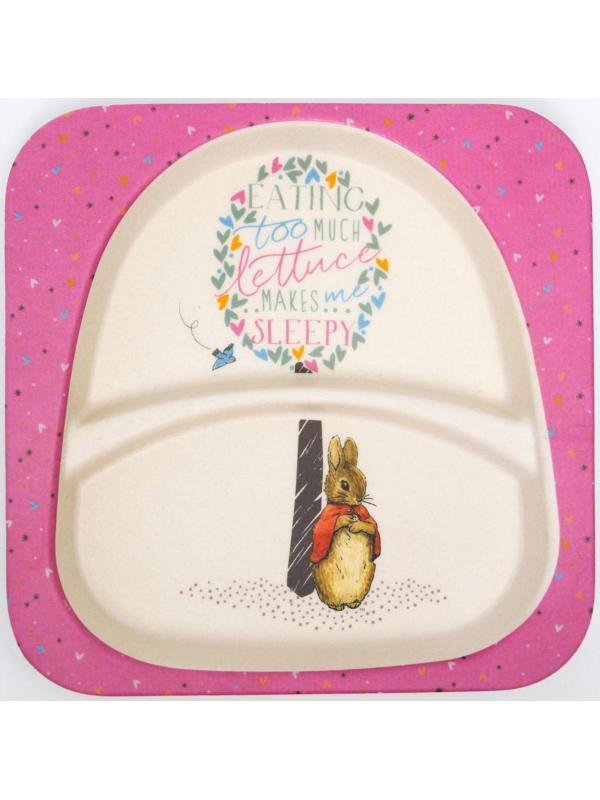 Тарелка детская 2-х секционная из бамбука, цвет МИКС