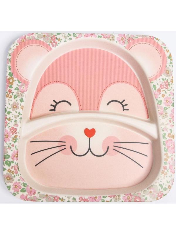 Тарелка детская 2-х секционная из бамбука, цвет МИКС