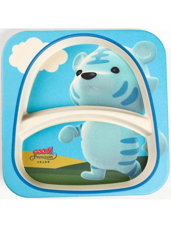 Тарелка детская 2-х секционная из бамбука, цвет МИКС