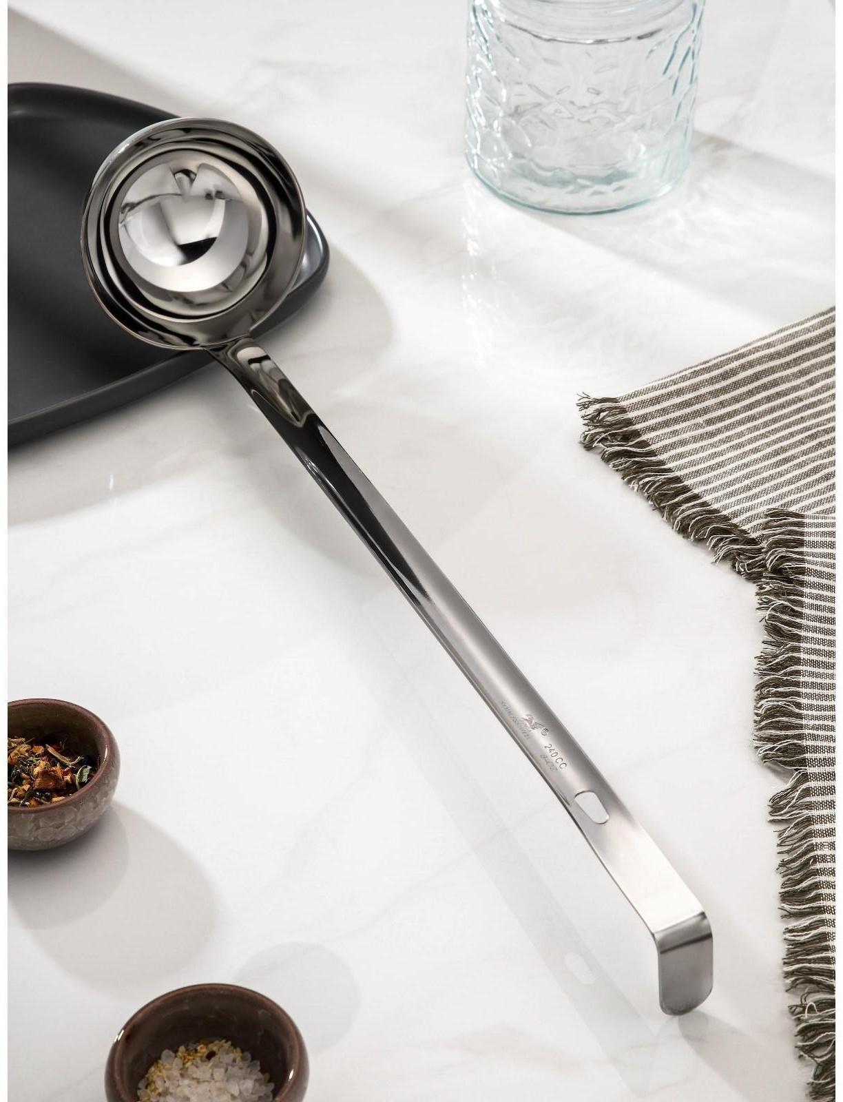 Половник из нержавеющей стали цельнонатянутый, 240 мл, h=44,5 см, толщина стали 1,5 мм, цвет серебряный