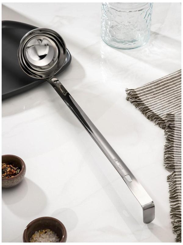 Половник из нержавеющей стали цельнонатянутый, 240 мл, h=44,5 см, толщина стали 1,5 мм, цвет серебряный