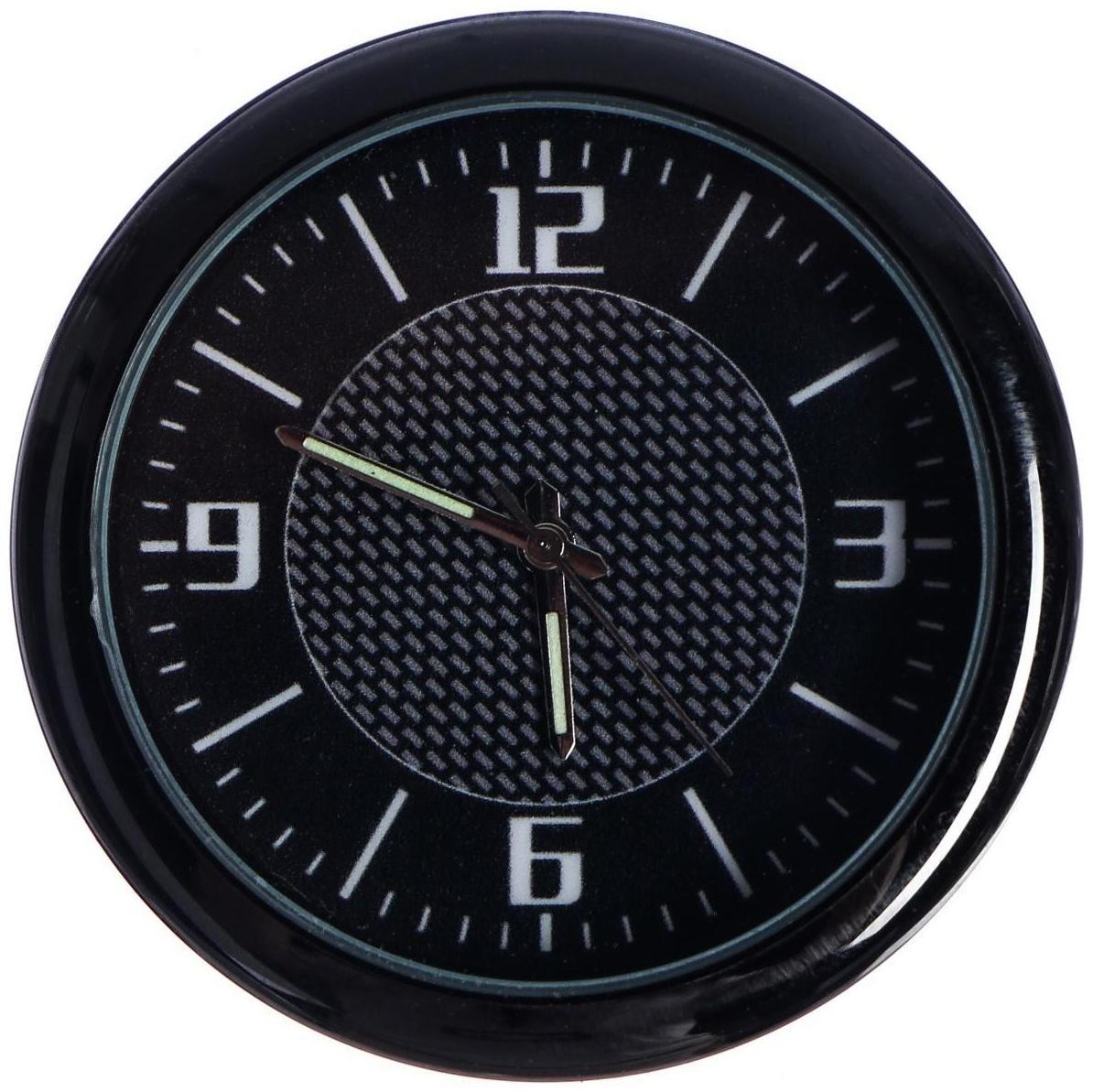 Часы автомобильные, внутрисалонные, d 4.5 см, черный циферблат