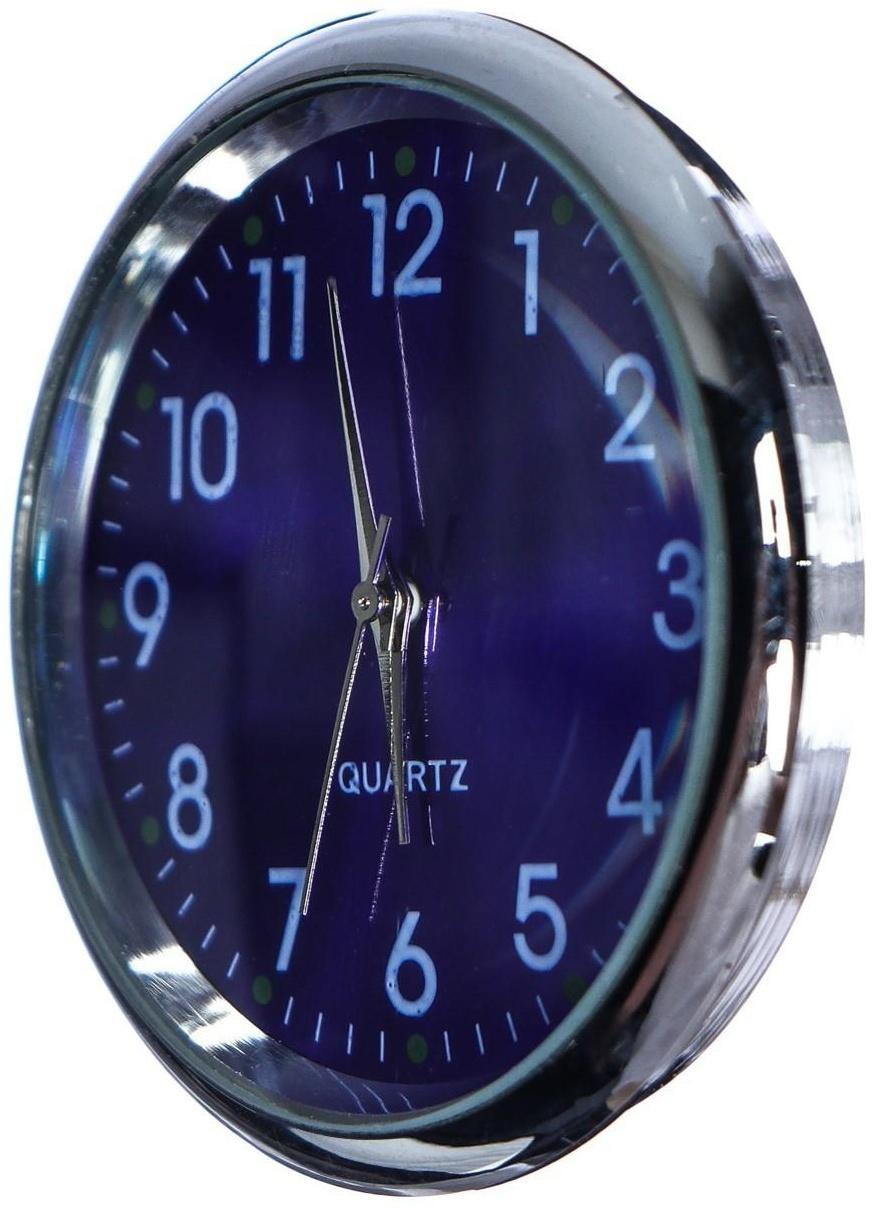 Часы автомобильные, внутрисалонные, d 4.5 см, синий циферблат