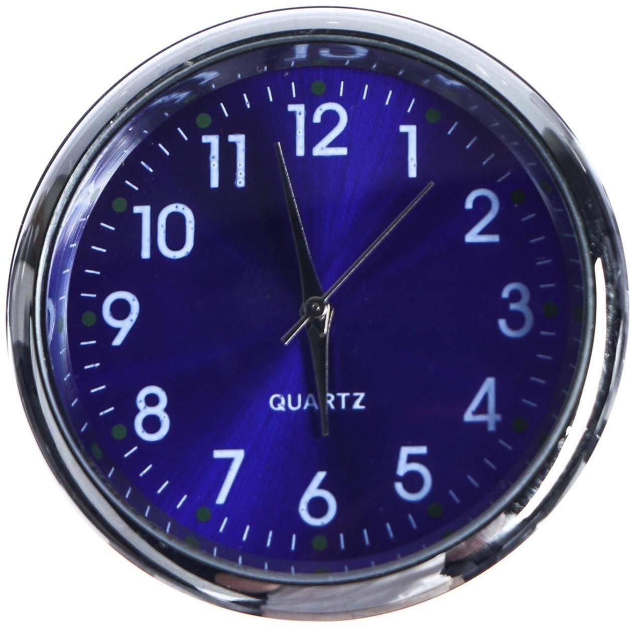 Часы автомобильные, внутрисалонные, d 4.5 см, синий циферблат