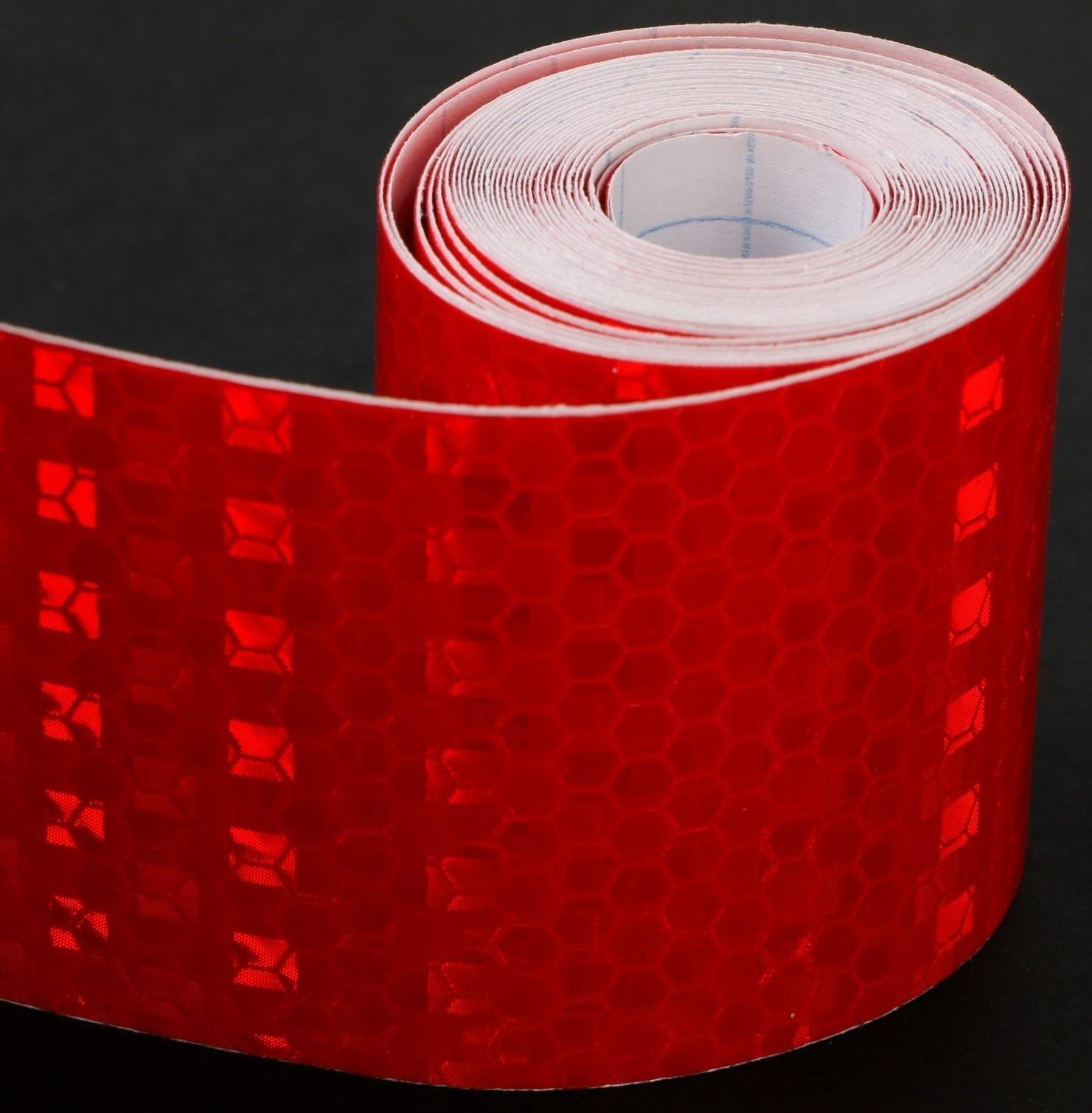 Светоотражающая лента TORSO, самоклеящаяся, красная, 5 см х 3 м