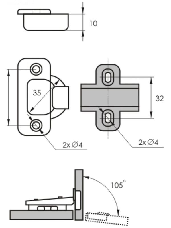 Петля мебельная 1109, накладная с доводчиком Clip-on