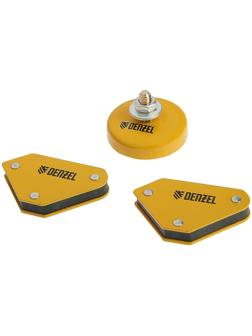 Набор магнитных угольников и магнитной клеммы Denzel 97557, усилие 4кг/7кг, 45/90/135°, 200А