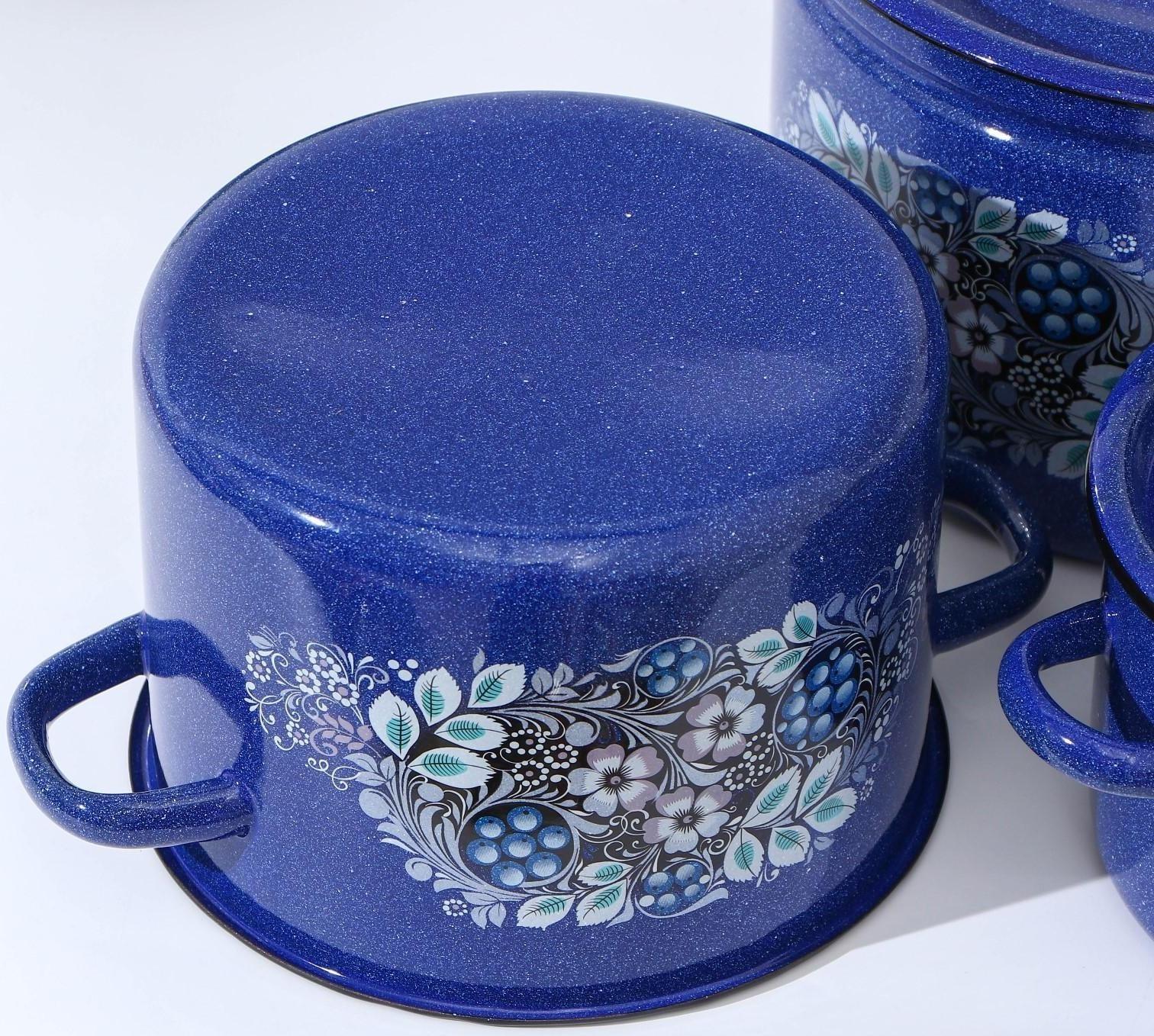 Набор кастрюль «Голубика», 3 предмета: 2,9 л, 4,5 л, 7 л, индукция, цвет синий