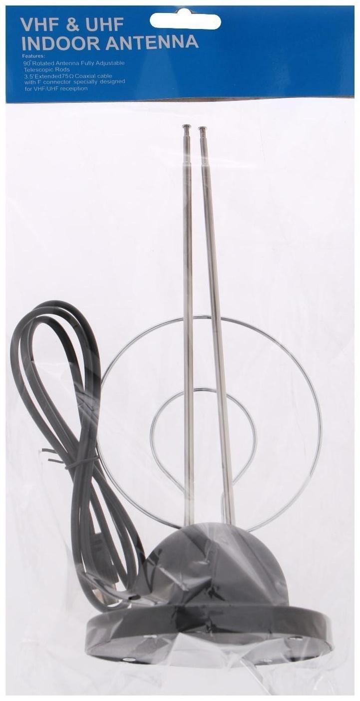 Антенна цифровая, комнатная, пассивная, 3 секции, 60 см, на подставке, кабель 1 м