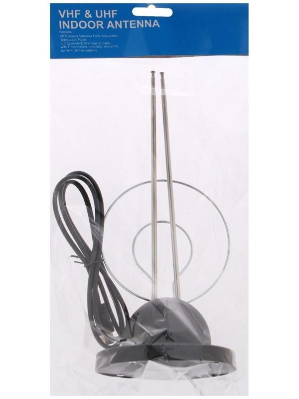 Антенна цифровая, комнатная, пассивная, 3 секции, 60 см, на подставке, кабель 1 м