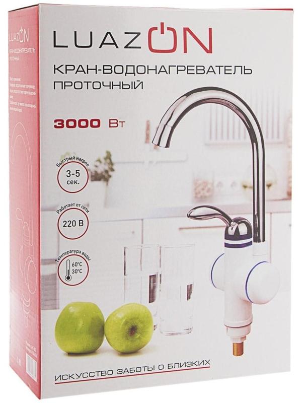 Кран-водонагреватель Luazon LHT-02, проточный, 3 кВт, 220 В, белый