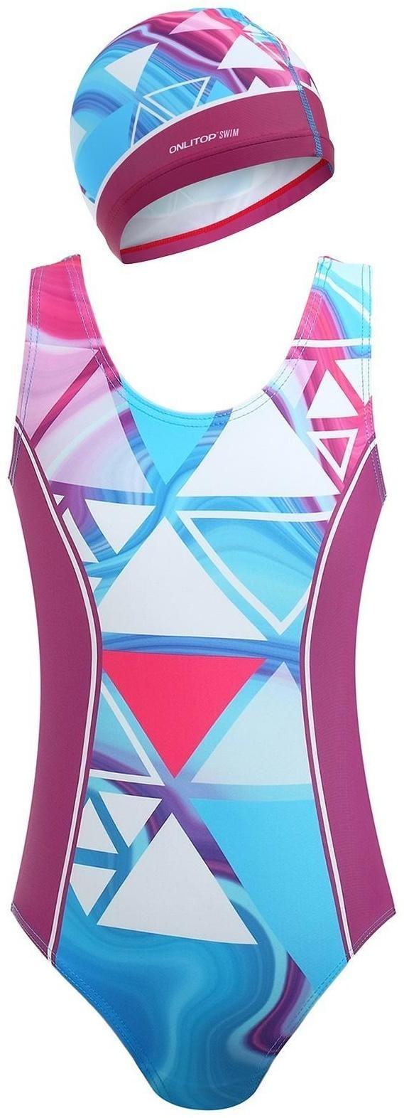 Купальник для девочек + шапочка, комплект, р. 30, рост 116 см, обхват 46-52 см