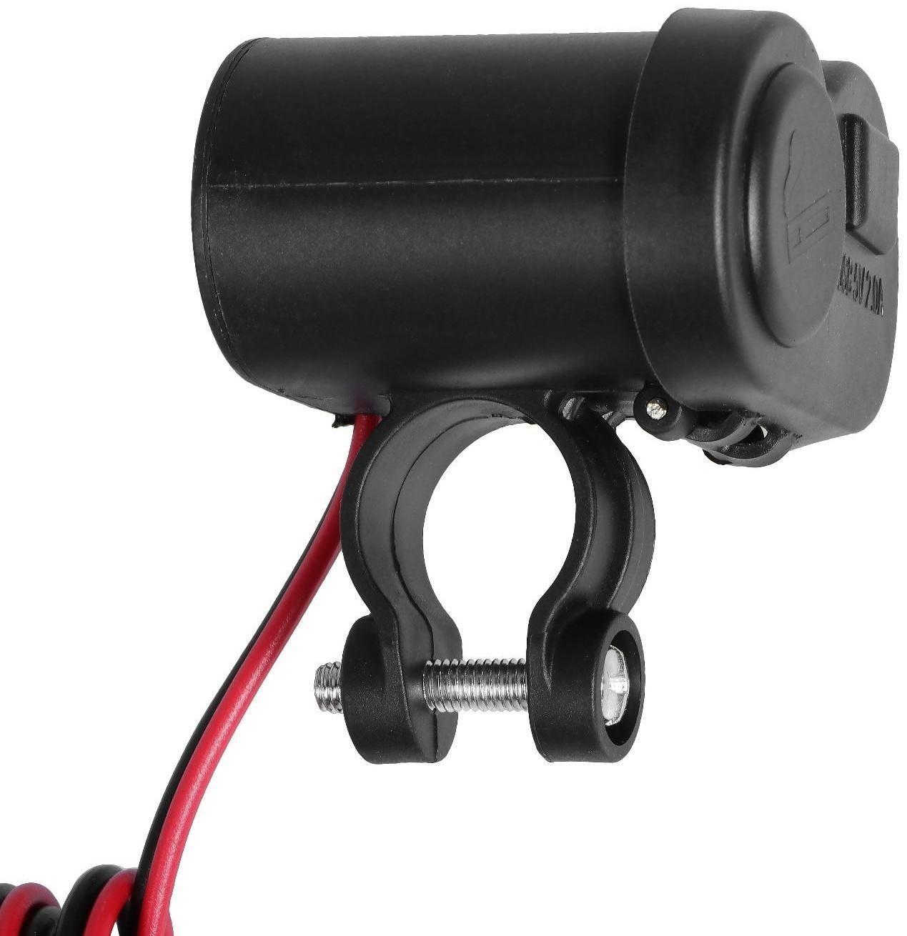 Зарядное устройство с тумблером на руль мотоцикла, USB + прикуриватель, провод 120 см