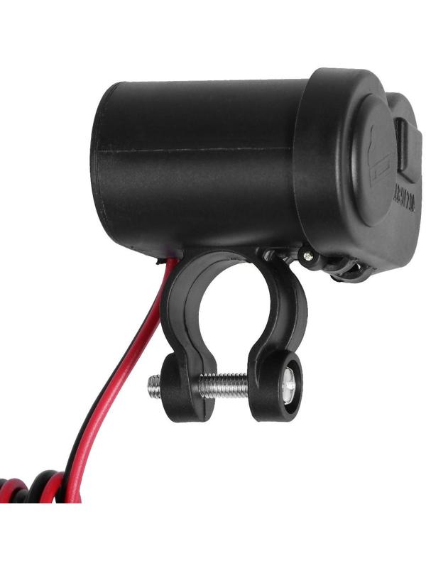 Зарядное устройство с тумблером на руль мотоцикла, USB + прикуриватель, провод 120 см