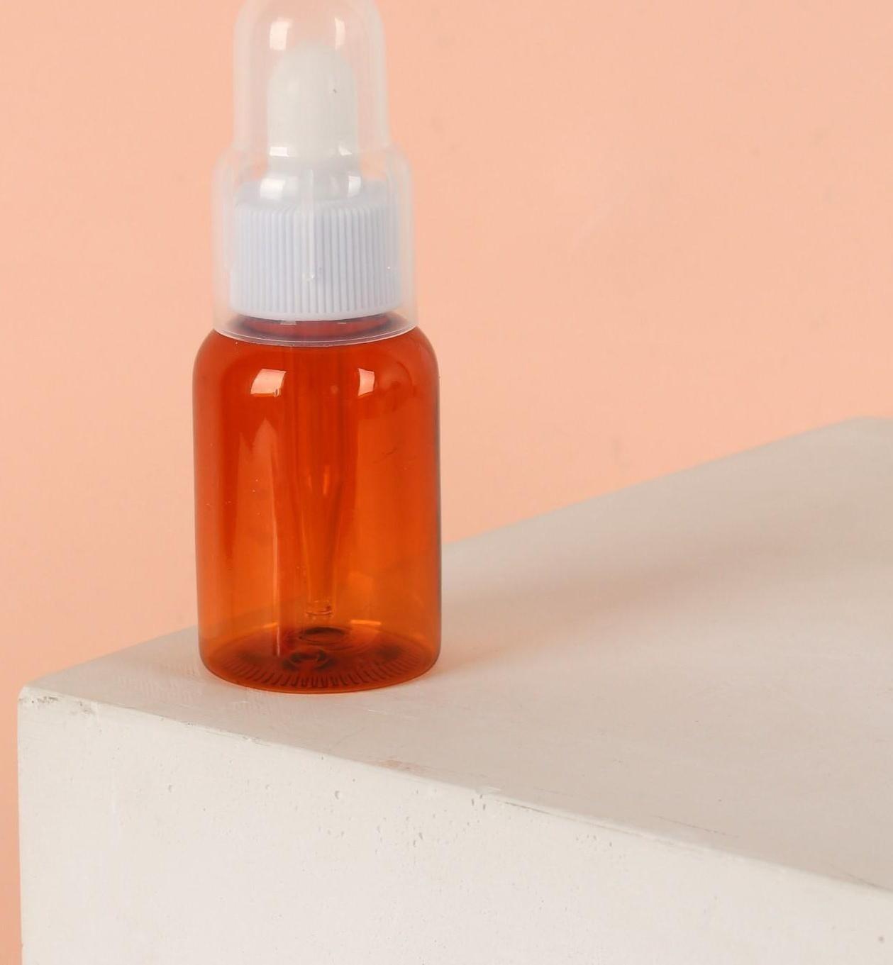 Бутылочка для хранения, с пипеткой, 35 мл, цвет коричневый/белый