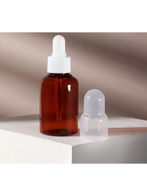 Бутылочка для хранения, с пипеткой, 50 мл, цвет коричневый/белый