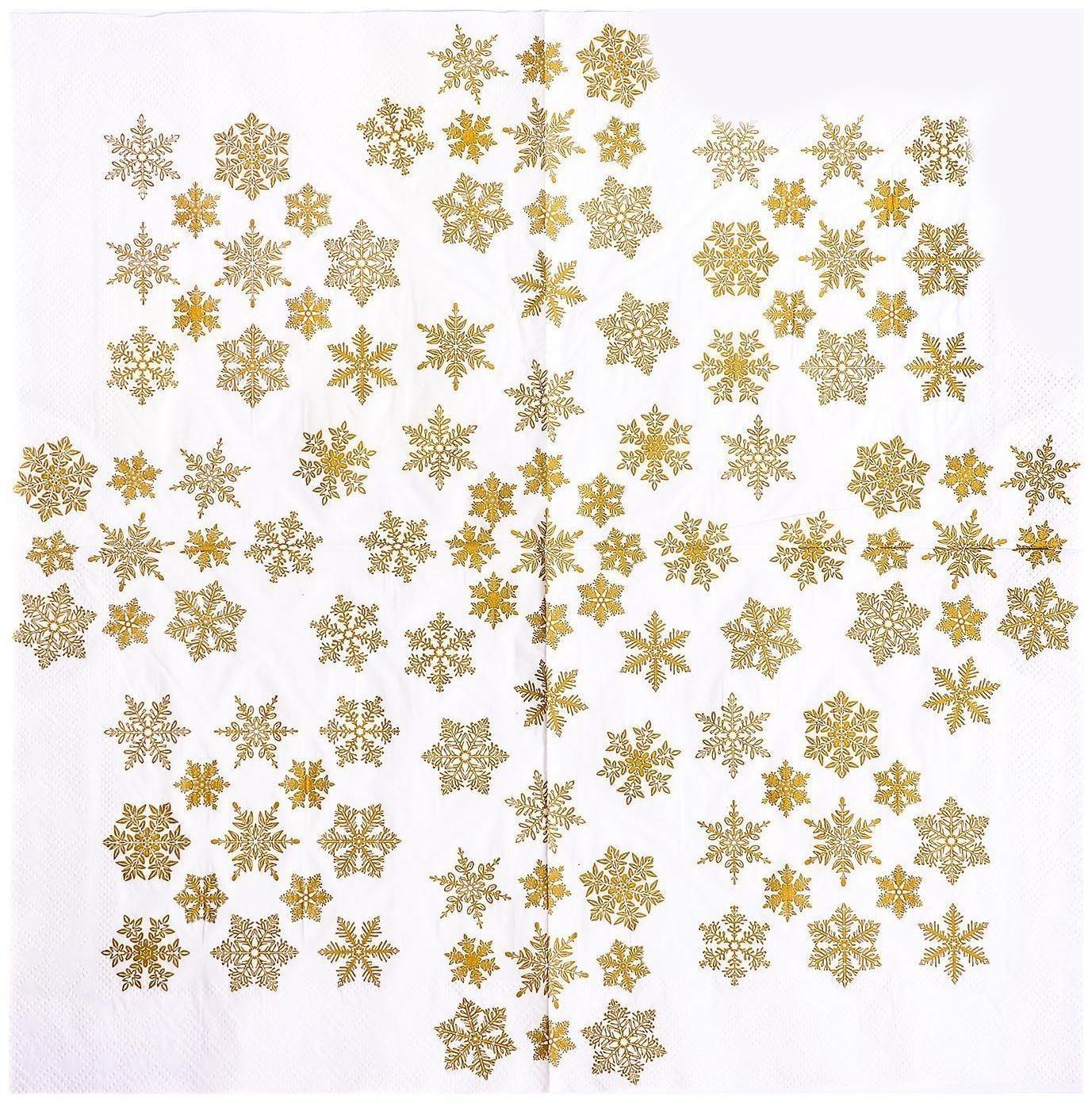 Салфетки бумажные «Золотые снежинки», 33х33 см, набор 20 шт.