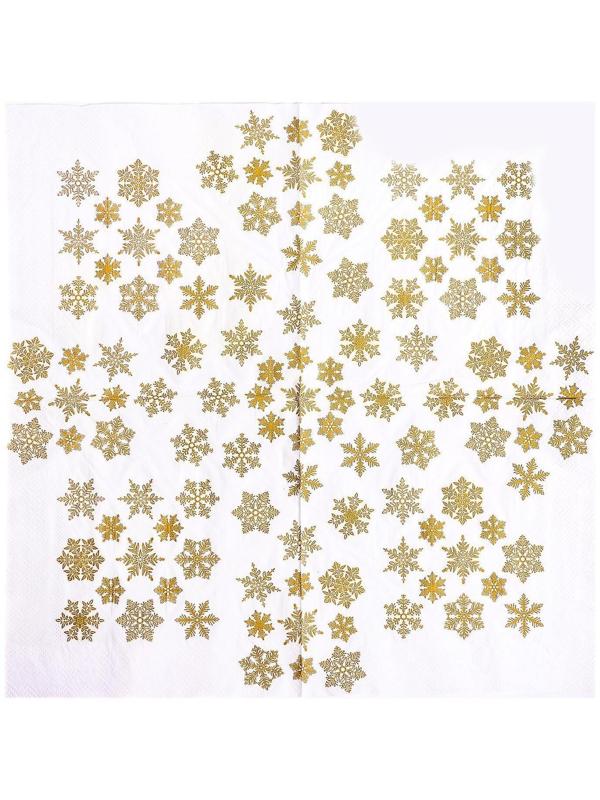 Салфетки бумажные «Золотые снежинки», 33х33 см, набор 20 шт.
